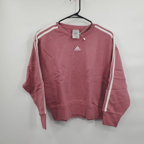 Adidas Cropped Long Sleeve Sweater Top Girls Medium 10 / 12 NWT Loose Fit - Picture 1 of 13
